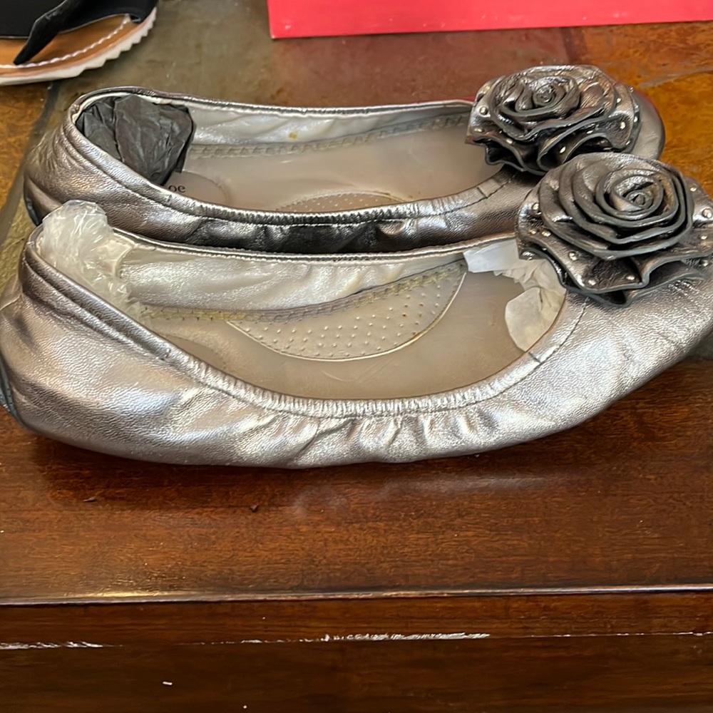 Eva and Zoe gunmetal ballerina shoes nwot size 7m
